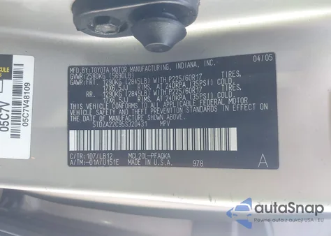 2005 Toyota Sienna Xle Limited z USA, uszkodzony, nr VIN 5TDZA22C95S320431